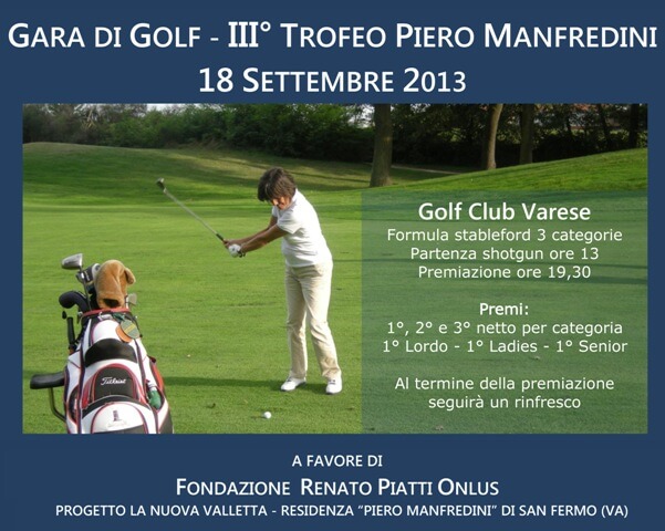Trofeo Piero Manfredini, 18 settembre: il golf ci sostiene