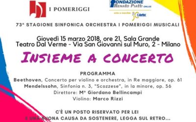 Giovedì 15 marzo 2018, INSIEME A CONCERTO per il Centro Autismo Milano